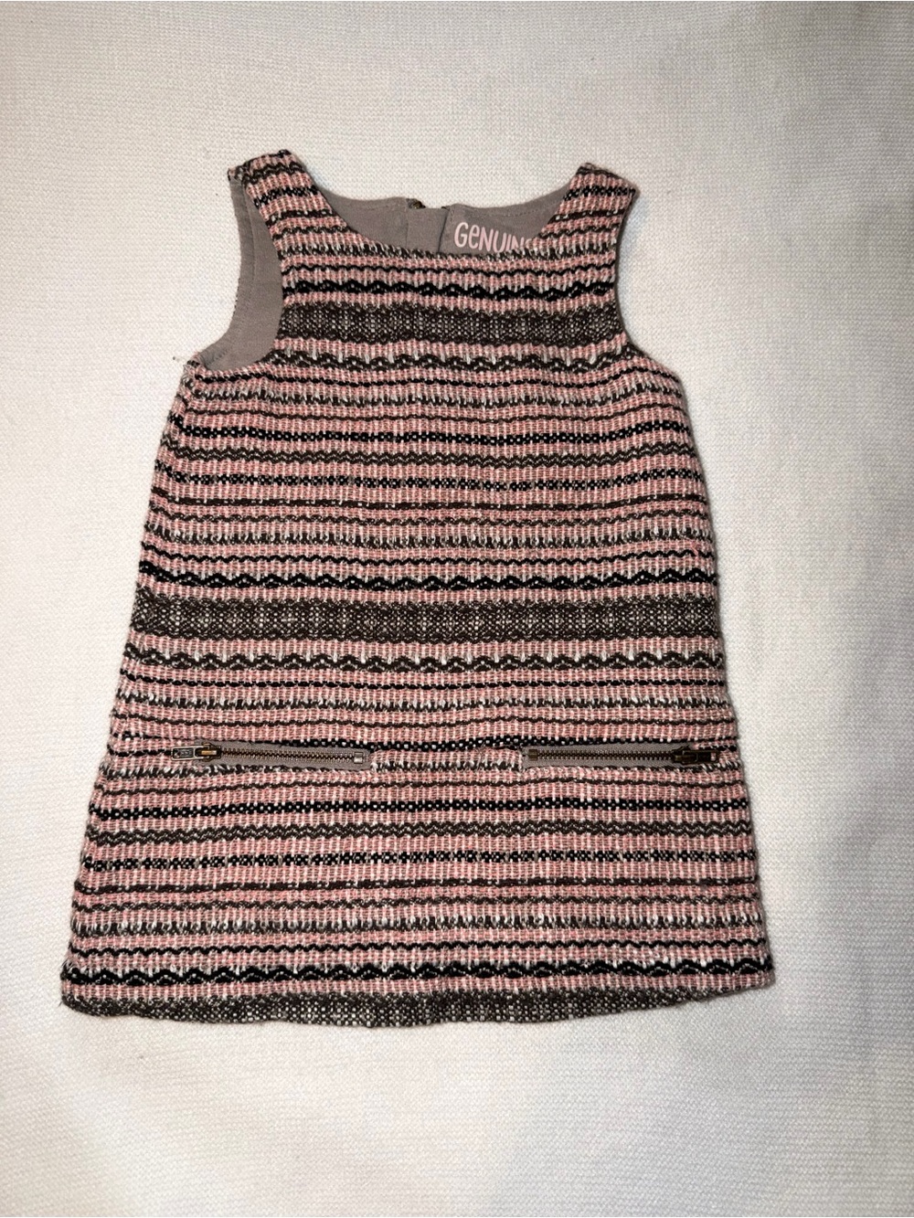 OshKosh B'gosh Pink and Gray Striped Knit A-Line Dress